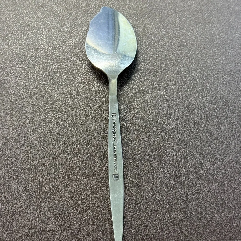 Coventry Stainless Japan Floral Jam Jelly‎ Spoon Notched Leaf Bowl 6 Inch